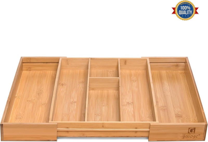 guiogc Bamboo Silverware Organizer, Expandable Kitchen Drawer Organizer and Utensil Organizer, Cutlery Tray with Drawer Dividers for Kitchen Utensils and Flatware, Bedroom, Living Room (Natural) - Image 4